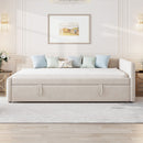 Full Size Upholstered L-Shaped Upholstered Daybed with Twin
Size Pop Up Trundle, Beige