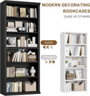 28 Inch Wide Tall Bookcase With Six Tiers For Home Office Storage For Living Room Organization