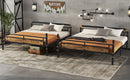 Queen over Queen Metal Bunk Bed, Industrial Detachable Bunkbeds with Safety Guard Rails for Teens, Black(Old SKU W2580S00006)