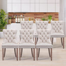 Velvet Dining Chairs Set Of 6 Beige Tufted High Back