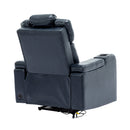 Blue PU Leather Power Recliner Theater Chair with Cooling Cup Holder, Bluetooth Speaker, LED Lights, USB Ports