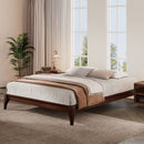 Queen Size Platform Bed Frame With Wood Slat And Metal Support - Chocolate