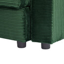 Modern Style Single Sofa Couch with Storage, USB Ports, Cup Holders, Green Corduroy