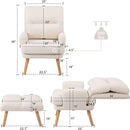 Accent Chair with Ottoman Set, Fabric Armchair with Wood Legs and Adjustable Backrest, Mid Century Modern Comfy Lounge Chair for Living Room, Bedroom, Reading Room and Study