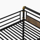 Queen over Queen Metal Bunk Bed, Industrial Detachable Bunkbeds with Safety Guard Rails for Teens, Black(Old SKU W2580S00006)