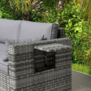 Three Seater Wicker Sofa with Side Tray Tables