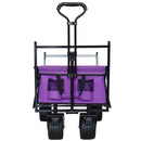 480Lbs Collapsible Wagon with Canopy,Wagon Stroller with 7' All-Terrain Wheels, Lightweight Foldable Wagon, Large Capacity for Camping, Shopping, Sports, and Garden Use, purple
