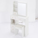 29.2' Small Size Left Drawer Desktop Vanity Table + Cushioned Stool, Extra Large Right sliding mirror, Multi Layer High Capacity Storage, Practical Fashionable Dresser, Suitable For Small Space
