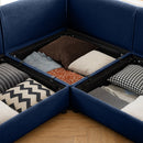Modern Chenille Blue 2-Seater Sofa with Hidden Storage and Cylindrical Support