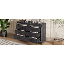 Elegant Dresser with Metal Handle and Sparkling Shiny Decoration, Storage Cabinet with 6 Drawers for Bedroom, Living Room, Black