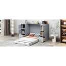 Twin Size Murphy Bed with Drawers, Cabinets and USB Ports,Gray