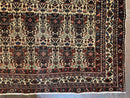 Antique Persian Afshar Rug 5x7, Wool Hand Knotted Oriental Carpet 5 x 7 ft, Repeated Motif Allover, Cream and Maroon, Tribal Rug, Medium Sized Rug,  Zil-i-Sultan Design