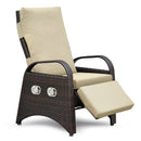 Outdoor Recliner Chair,Separate Adjustment Mechanism PE Wicker Adjustable Reclining Lounge Chair and Removable Soft Cushion,Modern Armchair and Ergonomic for Home, Sunbathing or Relaxation