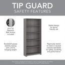 Bush Furniture Cabot Tall 5 Shelf Bookcase Modern Gray