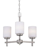 18"W 3-Light LED Chandelier Light Fixture Brushed Nickel Finish with Frosted Opal Glass Shades