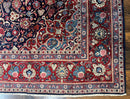 Navy Blue Persian Rug 9x12, Antique Persian Carpet, Kork Wool, 200 KPSI, Persian Kashan Rug