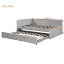 Full Size Upholstered L-Shaped Upholstered Daybed with Twin
Size Pop Up Trundle and USB ports, Gray