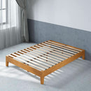 Queen Rustic Pine Solid Wood Platform Bed Frame With Slats
