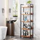 5 Tier Bookshelf With Drawer Tall Narrow Wood Bookcase