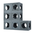Grey Pine Wood Outdoor Cat House with Shelves and Weather Protection, Removable Wood Boxes