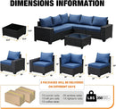 Six Piece All Weather Outdoor Wicker Sectional Sofa Set