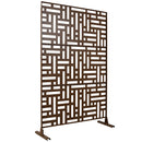 Outdoor & Indoor Privacy Screen Metal Privacy Screen 76' H×48' W, Freestanding Decorative Privacy Screen Brown Steel