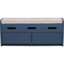 Rustic Storage Bench with 2 Drawers, Hidden Storage Space, and 3 False Drawers at the Top, Shoe Bench for Living Room, Entryway (Navy)