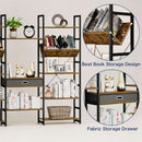 Triple Wide Five Tier Bookshelf Rustic Brown Finish