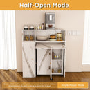 Multifunctional Folding Dining Table with Wall-Mounted Sideboard & Storage, White MDF, Space-Saving Design
