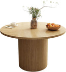 47 Inch Round Dining Table Natural Wood Farmhouse Fluted