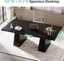 63-Inch Modern Executive Desk Featuring Dual Pedestal