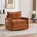 UNITED WE WIN Swivel Barrel Chair - Mid Century Modern Chair, Thick Padded Arm Chair with Solid Metal Base, Comfortable Single Sofa Chair, Swivel Accent Chair for Living Room Bedroom
