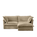 Slipcovered Sectional 2 Seater Sofa Couch with Convertible Ottoman, Wide and Deep Seat L Shaped Sofa with Detachable Cover and Soft Multiple Big Pillows,Camel Corduroy Fabric