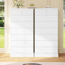 White Tall Dresser With 8 Drawers 59.7 Inch Vertical Bedroom Storage