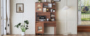Computer Desk with 90 Degree Rotating Desktop, 43x70 Inch Office Desk with Storage Drawer and Cabinets, Gaming Desk with Shelves, Writing Desk for Study, Work Desk for Home Office Bedroom Living Room