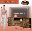 Twelve Drawer Dresser LED TV Stand Rustic Brown Finish