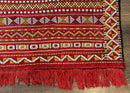 Moroccan Kilim Rug 4x8, Flatweave, Bohemian, Red Ivory Orange