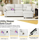 Pull Out Convertible Sofa Bed With Hidden Storage Teddy White