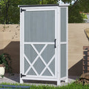 54' Two-Tone Storage Shed - Gray & White Design with Sloped Roof & 5 Customizable Compartments