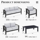 Aluminum Patio Set 10 Piece Waterproof Covers Gray