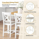 TOPMAX 60'Lx30'W Solid Wood Farmhouse Counter Height Dining Table Set with 3-Tier Storage Shelves, Upholstered Dining Chairs for 4, 5-Piece, White (OLD SKU: SP000041AAK)