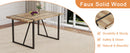 Table and chair set.A minimalist retro rectangular dining table with a textured top and black metal legs.Paired With 4 Brown technology fabric chairs with Featuring arched black legs.