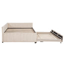 Full Size Upholstered L-Shaped Upholstered Daybed with Twin
Size Pop Up Trundle, Beige