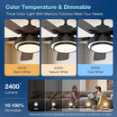 52 Inch Ceiling Fan With Light Remote Control Dimmable LED