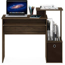 Walnut Compact Desk With Keyboard Tray And Shelves