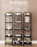 Black 5 Tier Narrow Bookcase Corner Shelf Organizer Industrial Design