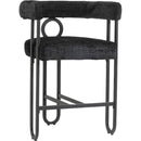 Bar Stools Set of 1, Modern Bar Stool with Back, Black Metal Frames, Upholstered Bar Stools for Kitchen Island, Pub, Club (Black Chenille)
