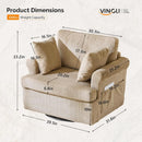 Vingl Modern 39.2Inch ExtraWide Swivel Armchair Khaki