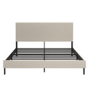King bed frame with a bandaged headboard is stable and easy to assemble, and the style is simple and elegant,beige