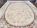 Chinese Aubusson Savonnerie Area Rug 8x12, Vintage 120 Line Carpet, Wool and Silk Hand-Knotted, Birds Flowers Master Weaver Signature